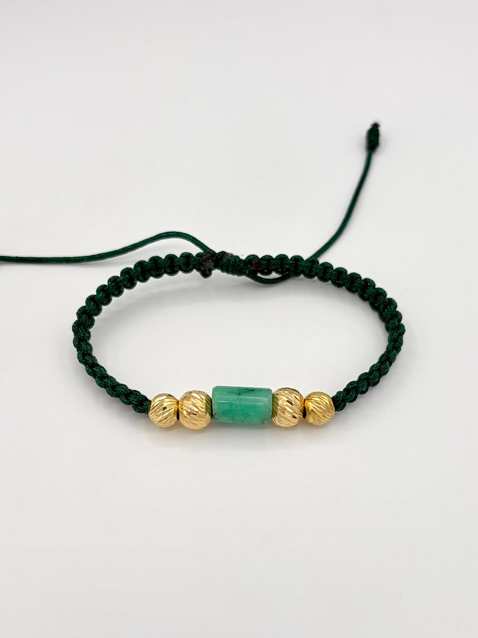 Pulsera tejida 2BD #7 2BD #6 murralla hilo verde  Oro amarillo 18k 0,95 Gr