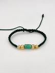 Pulsera tejida 2BD #7 2BD #6 murralla hilo verde  Oro amarillo 18k 0,95 Gr