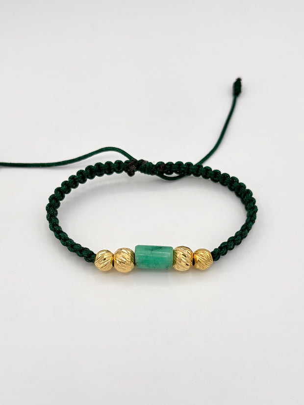 Pulsera tejida 2BD #7 2BD #6 murralla hilo verde  Oro amarillo 18k 0,95 Gr