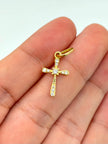 Dije cruz con circones blancos en el centro Oro amarillo 18k 0,65 Gr / 2,5 Cm