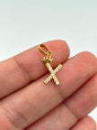 Dije Inicial X circones blancos corona  Oro amarillo 18k 0,78 Gr / 0,8 mm