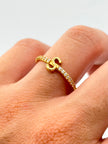Anillo inicial S con circones blancos  Oro amarillo 18k / Talla 7/2 / 1,57 Gr