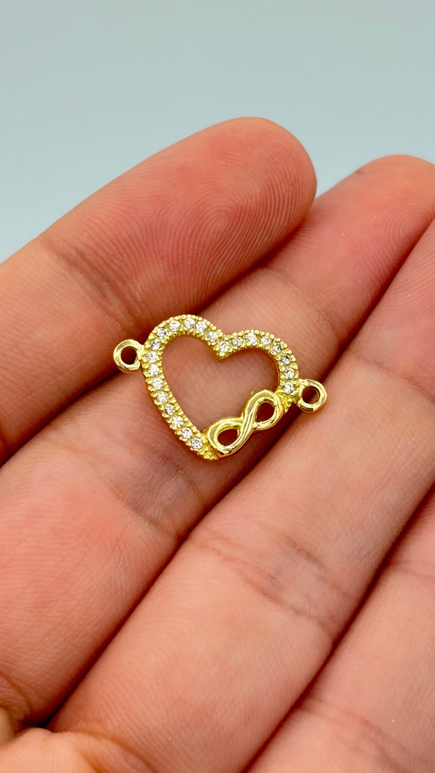 Herraje corazon infinito circones blancos  Oro amarillo 18k 0,87 Gr / 1,9 Cm