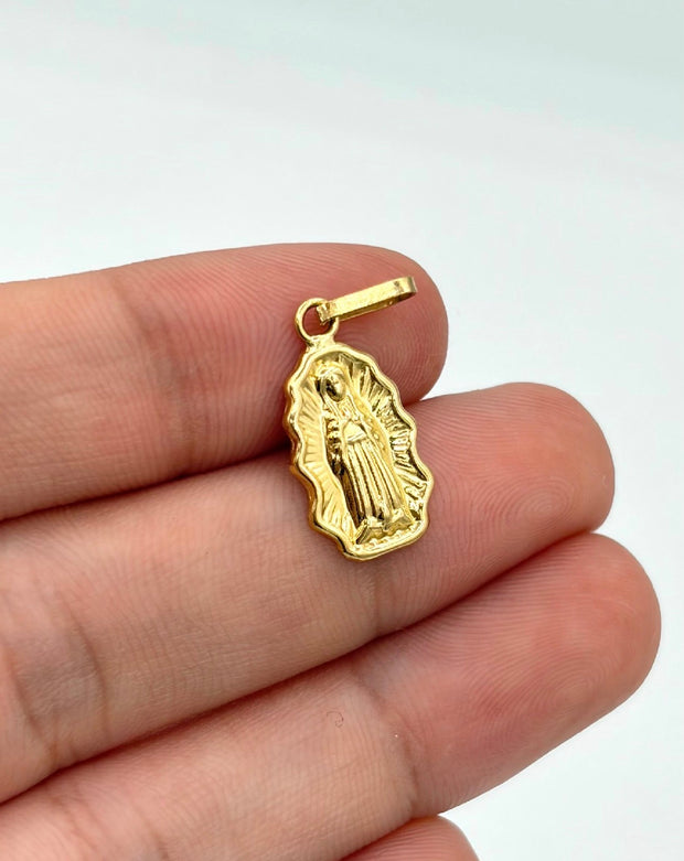 Dije silueta virgen de Guadalupe  Oro amarillo 18k 0,60 Gr / 2,9 Cm
