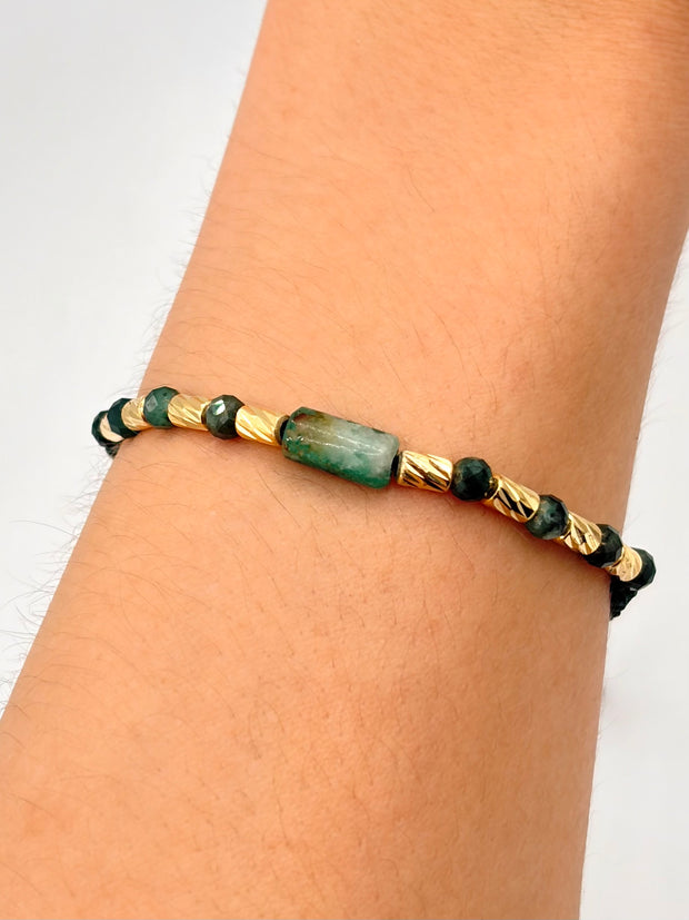 Pulsera tejida 8CD #3 murrallas hilo verde Oro amarillo 18k 0,70 Gr
