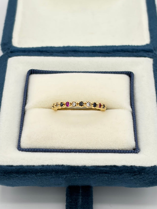 Anillo circones colores Oro amarillo 18k / Talla 7 / 2,31 Gr