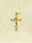 Dije cruz entrelazada circones verdes Oro amarillo 18k 1,20 Gr / 3,2 Cm
