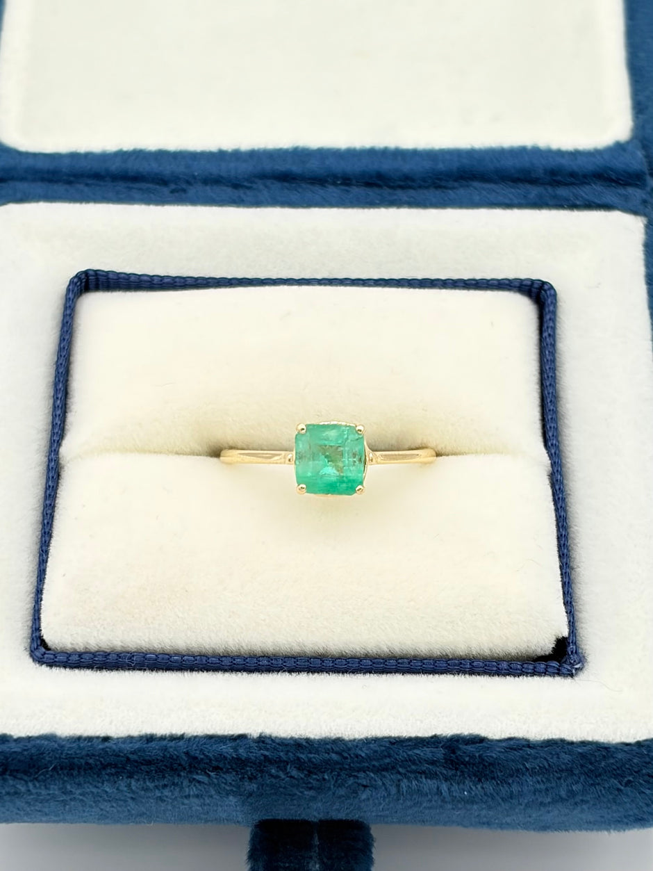 Anillo esmeralda cuadrada Oro amarillo 18k / Talla 5/2 / 1 Gr