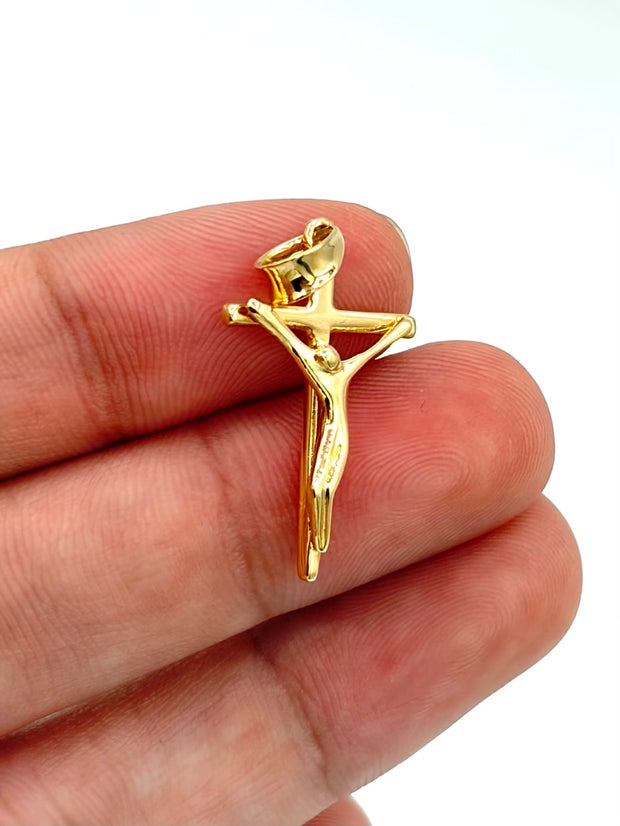 Dije cruz curva cristo Oro amarillo 18k 1,22 Gr / 3,0 Cm