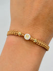 Pulsera tejida letra N 2BD #5 hilo beige Oro amarillo 18k 0,14 Gr