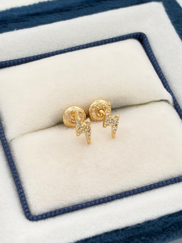Topos Rayito circones blancos  Oro amarillo 18k 0,92 Gr / 4 mm