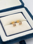 Topos trebol circones rosados  Oro amarillo 18k 1,09 Gr / 4 mm