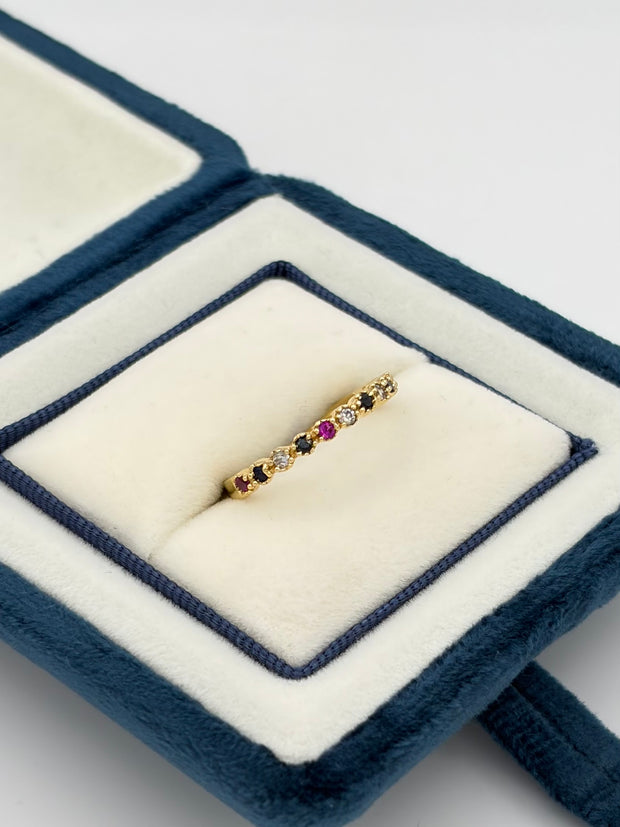 Anillo circones colores Oro amarillo 18k / Talla 7 / 2,31 Gr
