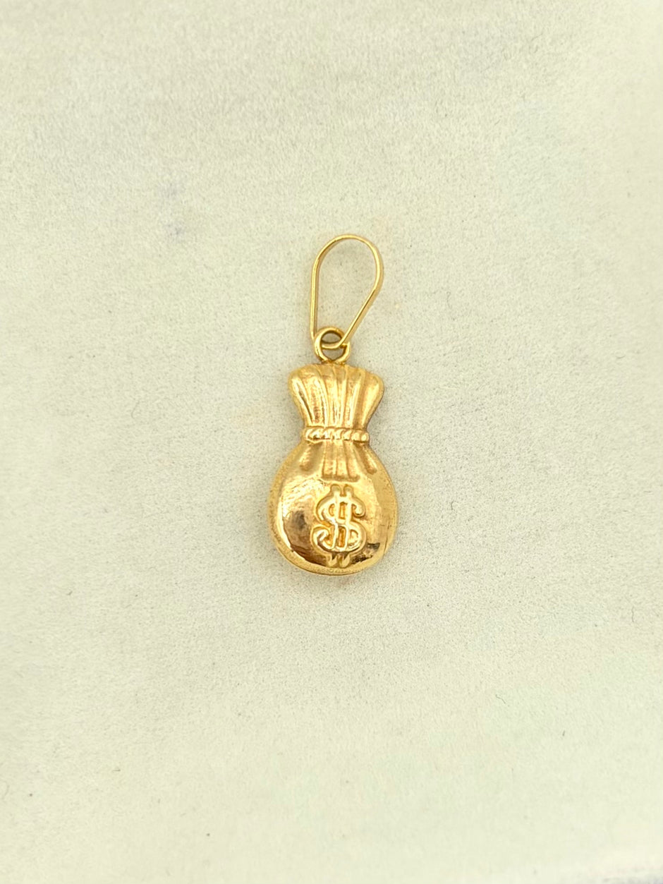 Dije bolsa de dinero Oro amarillo 18k 0,66 Gr / 8,1 mm / 2,1 Cm