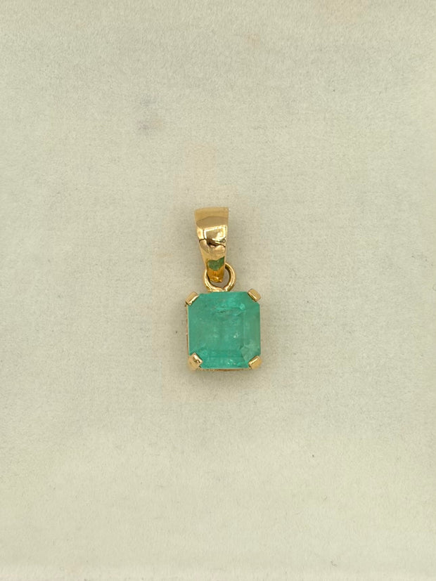 Dije Esmeralda cuadrada Oro amarillo 18k 1,05 Gr / 7 mm