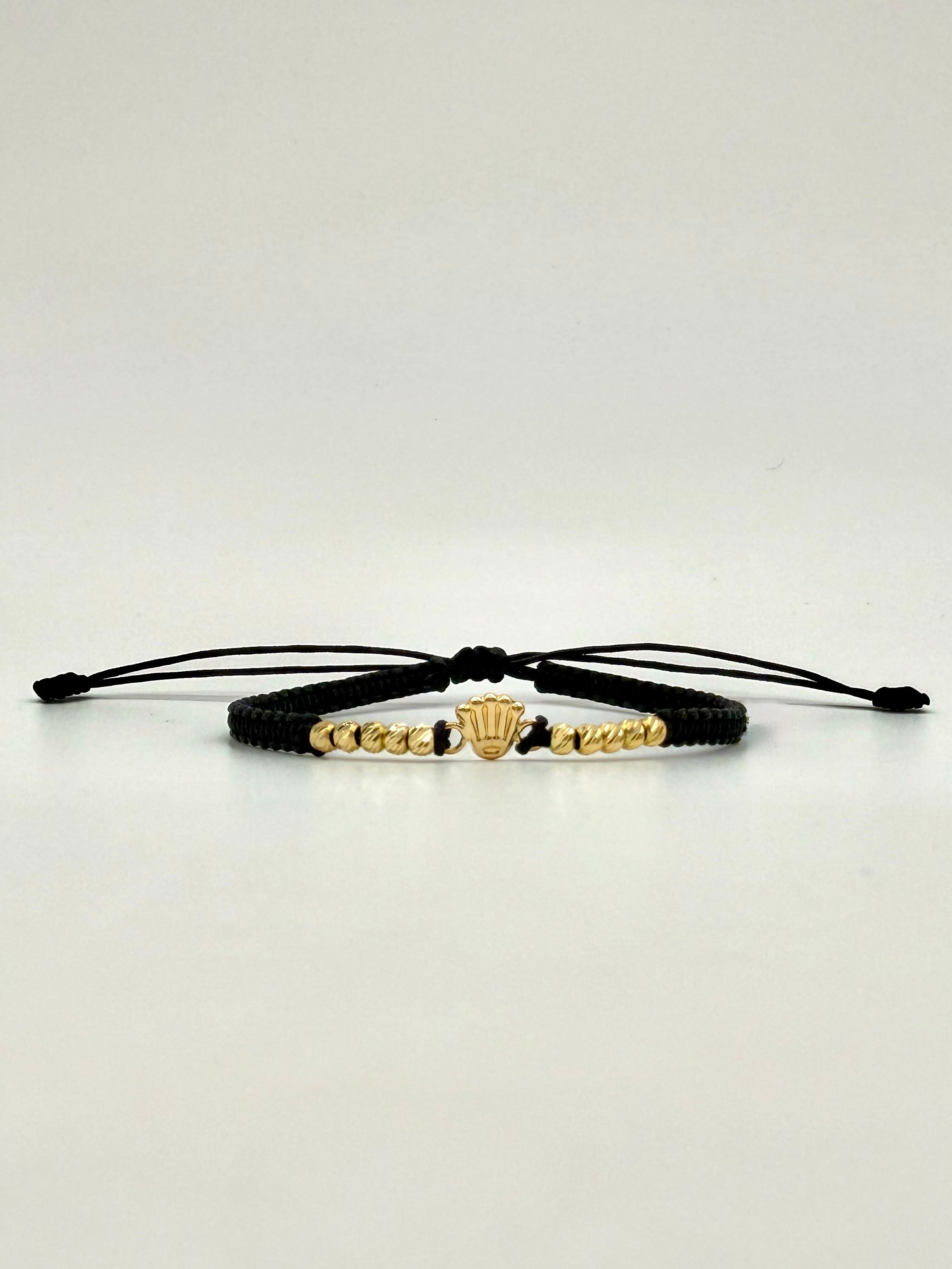 Pulsera tejida herraje rolex 10BD #3 hilo negro Oro amarillo 18k 0,56 Gr