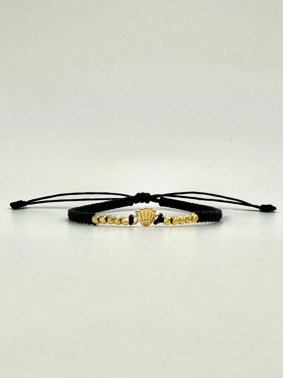 Pulsera tejida herraje rolex 10BD #3 hilo negro Oro amarillo 18k 0,56 Gr