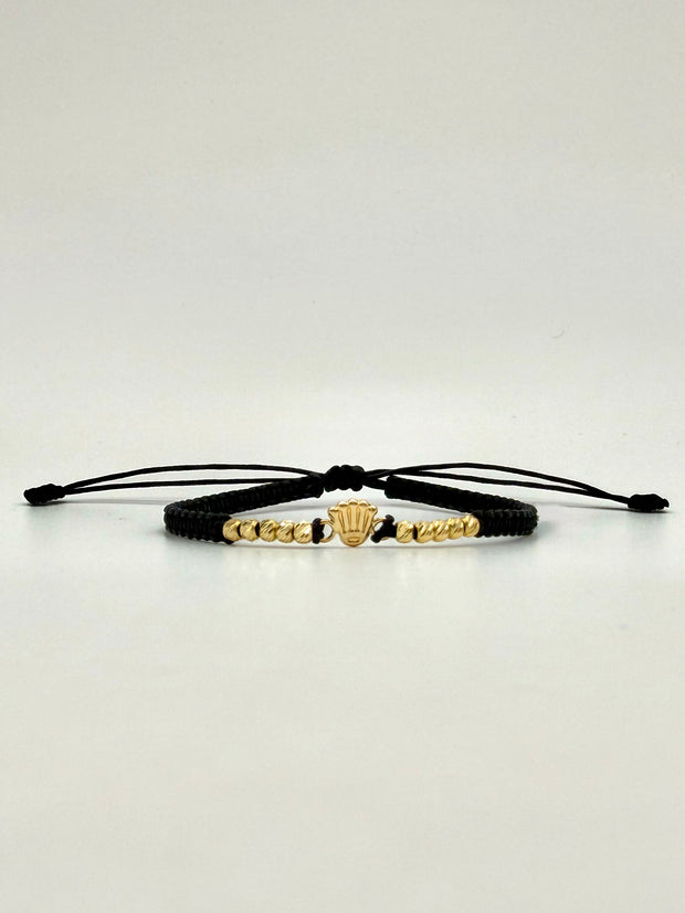 Pulsera tejida herraje rolex 10BD #3 hilo negro Oro amarillo 18k 0,56 Gr