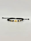 Pulsera tejida herraje herradura caballo 2BD #4 2BD #3 hilo negro  Oro amarillo 18k 0,65 Gr