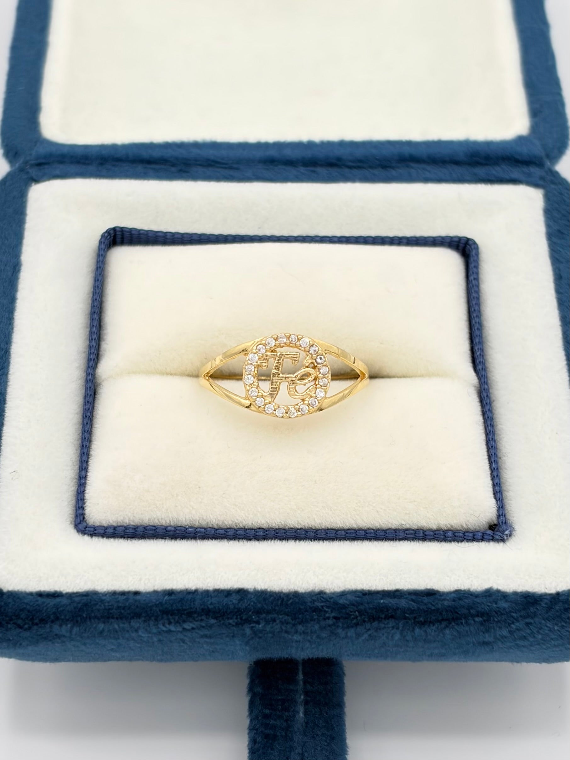 Anillo FE con circones  Oro amarillo 18k / Talla 7 / 2,01 Gr