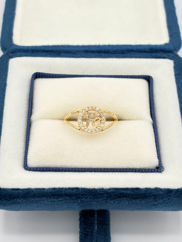 Anillo FE con circones  Oro amarillo 18k / Talla 7 / 2,01 Gr
