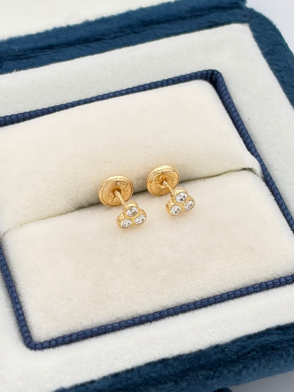 Topos 3 circones blancos Oro amarillo 18k 0,76 Gr / 4 mm