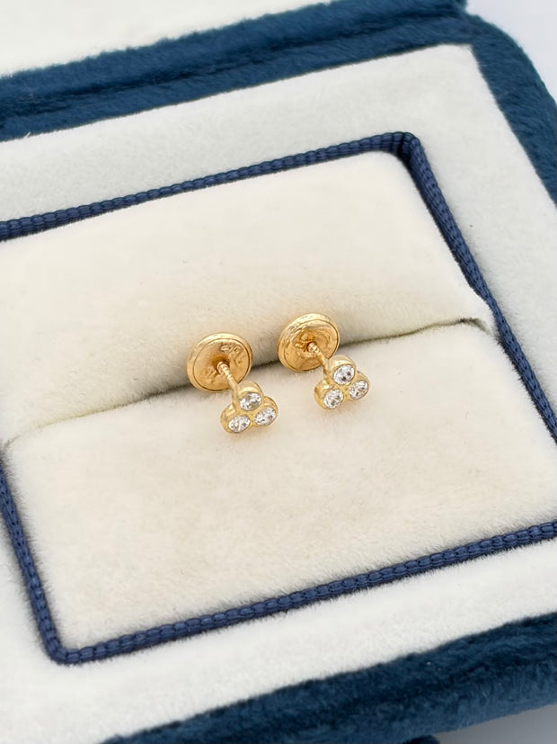 Topos 3 circones blancos Oro amarillo 18k 0,76 Gr / 4 mm