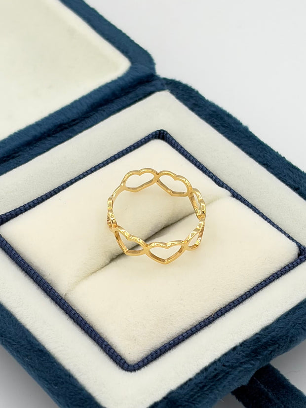 Anillo Silueta de corazones  Oro amarillo 18k / Talla 6 / 1,21 Gr