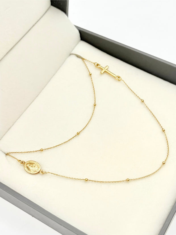 Cadena It tipo denario con balineria lisa Oro amarillo 18k 2,01 Gr / 1,0 mm / 40 Cm