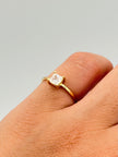 Anillo solitario circon blanco cuadrado Oro amarillo 18k / Talla 5 / 1,04 Gr