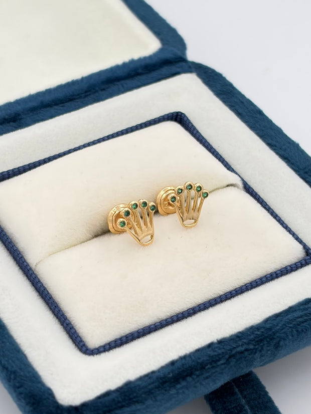 Topos corona circones verdes  Oro amarillo 18k 1,0 Gr / 7 mm