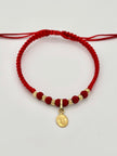 Pulsera tejida dije san miguel arcangel 6BD #3 hilo rojo Oro amarillo 18k 0,55 Gr