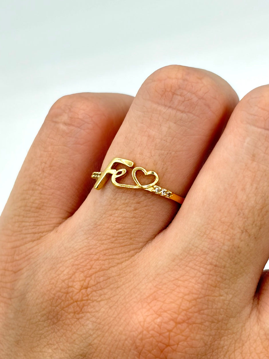 Anillo Fe con corazon  Oro amarillo 18k / Talla 7 / 1,39 Gr
