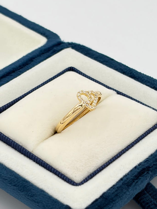Anillo Corazon circones  Oro amarillo 18k / Talla 7 / 1,0 Gr