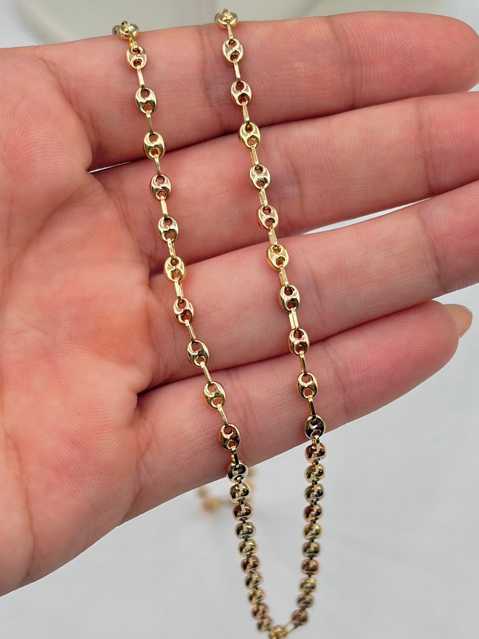 Cadena eslabon gc Tres oros 18k 6,23 Gr / 3 mm / 60 Cm Broche 0,15