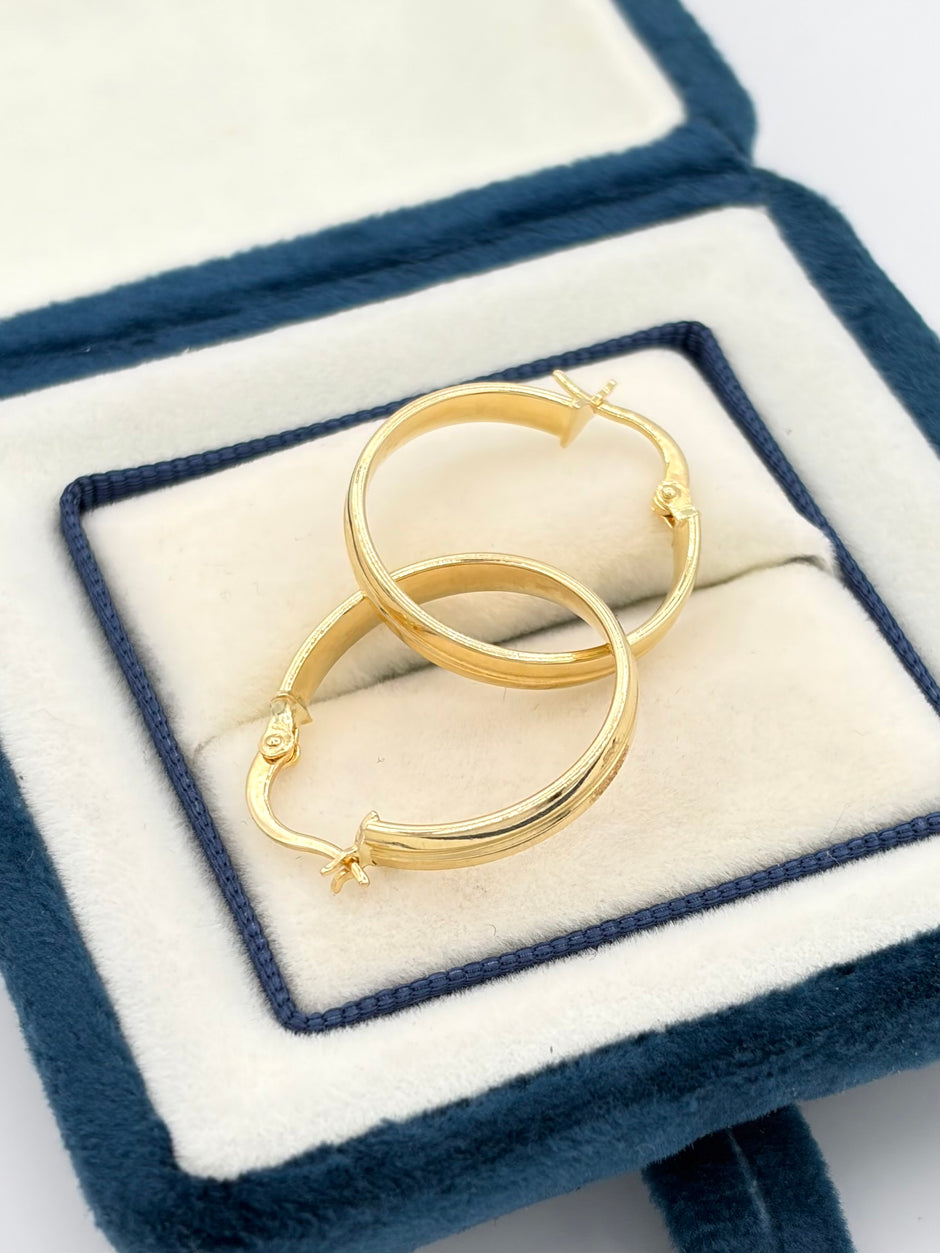 Candonga Redonda plana lisa doble Oro amarillo 18k 1,71 Gr / 2 Cm