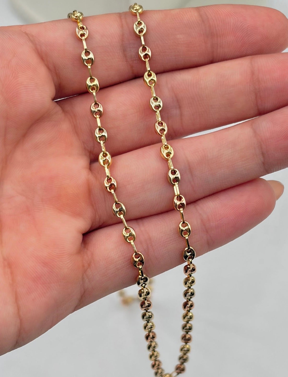Cadena eslabon gc Tres oros 18k 6,37 Gr / 3 mm / 60 Cm Broche 0,15