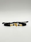 Pulsera tejida herraje san miguel arcangel 6BD #3 hilo negro Oro amarillo 18k 0,42 Gr