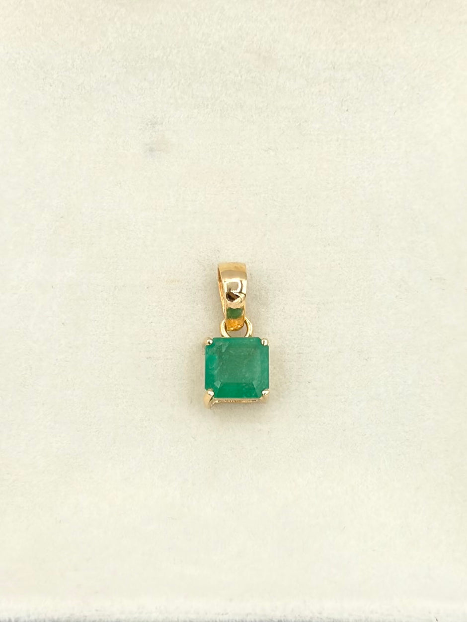 Dije Esmeralda cuadrada Oro amarillo 18k 1 Gr / 6 mm