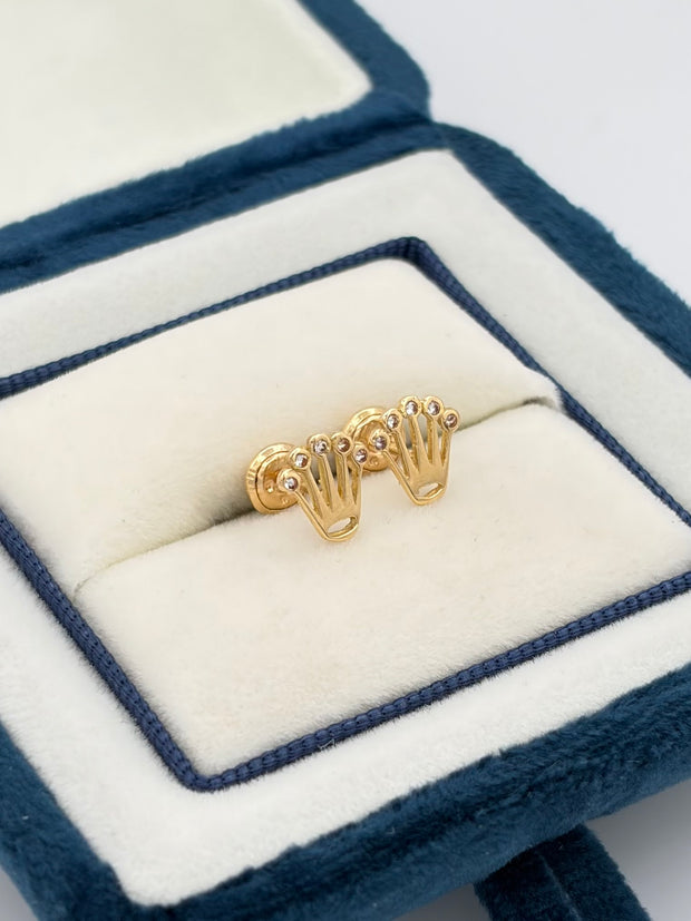 Topos corona circones blancos  Oro amarillo 18k 0,99 Gr / 7 mm