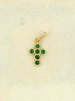 Dije cruz circones verdes Oro amarillo 18k 1,0 Gr / 2,0 Cm