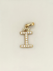 Dije Inicial I circones blancos corona Oro amarillo 18k 0,91 Gr / 1 Cm
