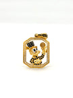 Dije tio rico circones blancos y negros Oro amarillo 18k 5,32 Gr / 2,6 Cm