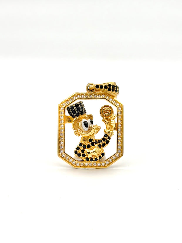 Dije tio rico circones blancos y negros Oro amarillo 18k 5,32 Gr / 2,6 Cm