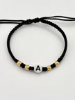 Pulsera tejida letra A 4BD #4 hilo negro Oro amarillo 18k 0,28 Gr