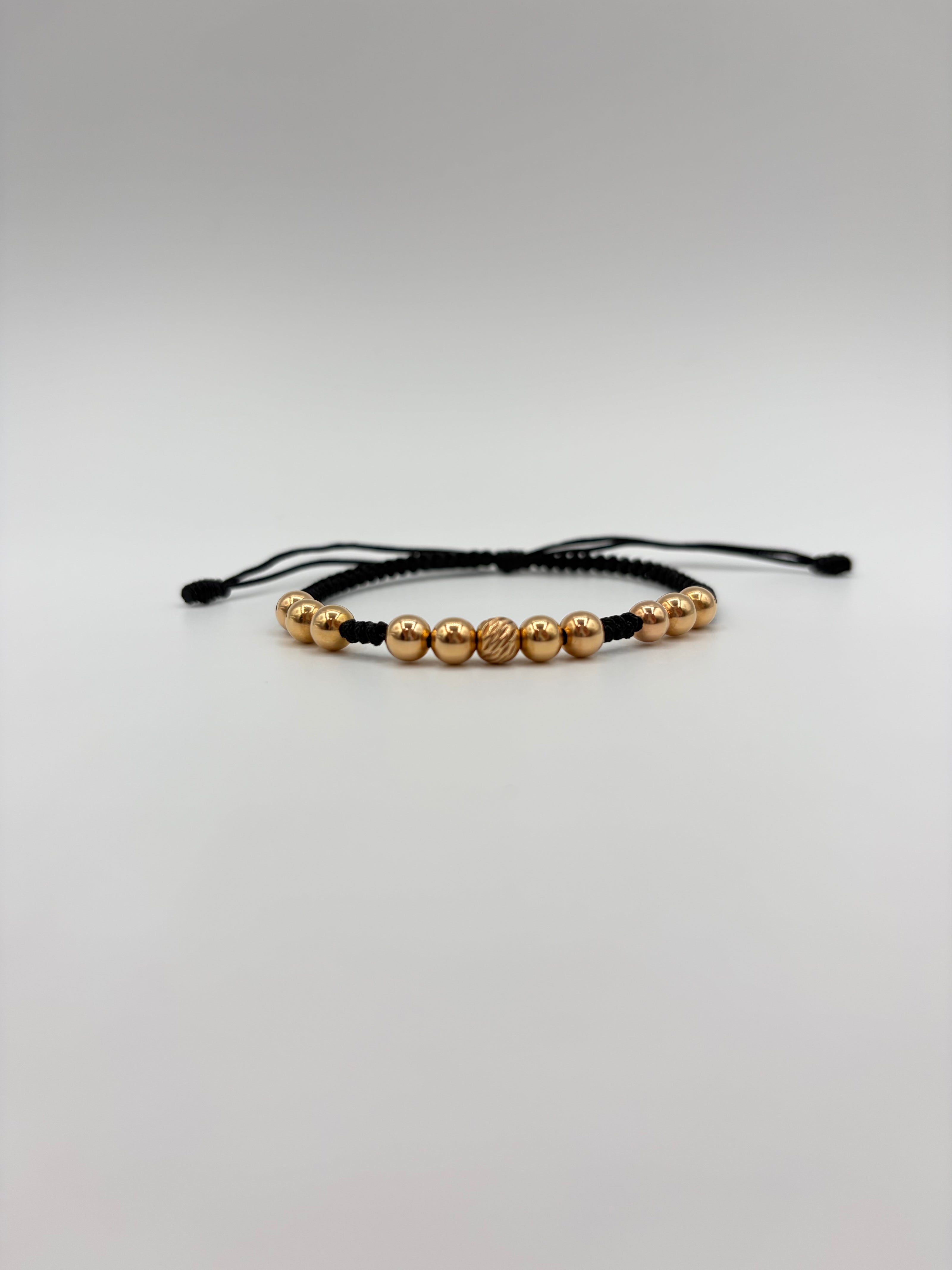 Pulsera tejida 10BLR # 5 1BDR #5 hilo negro Oro amarillo 18k 1,51 Gr