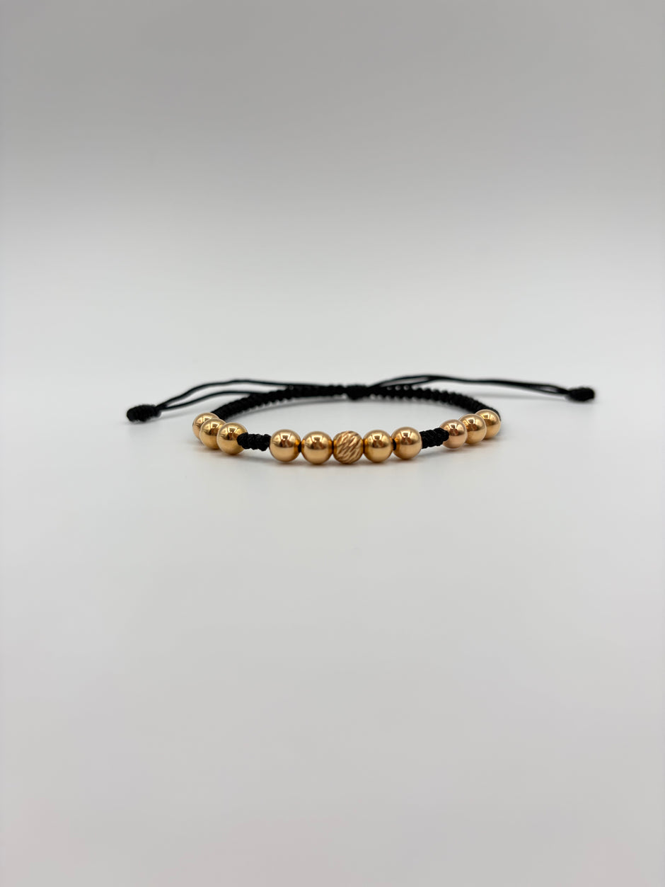 Pulsera tejida 10BLR # 5 1BDR #5 hilo negro Oro amarillo 18k 1,51 Gr