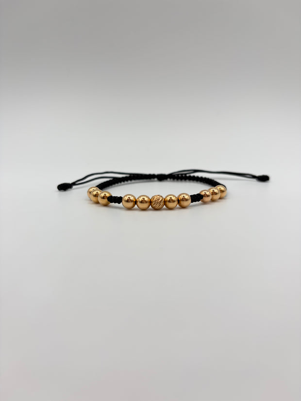 Pulsera tejida 10BLR # 5 1BDR #5 hilo negro Oro amarillo 18k 1,51 Gr