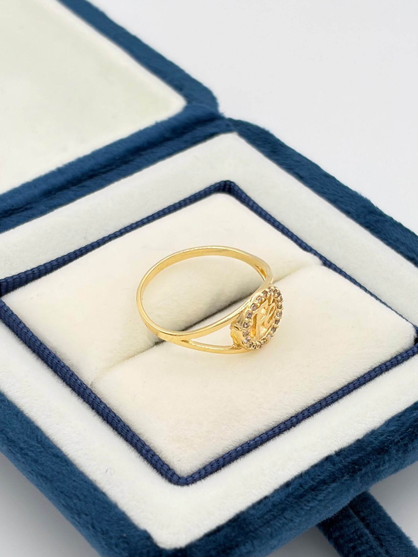 Anillo FE con circones  Oro amarillo 18k / Talla 7 / 2,01 Gr