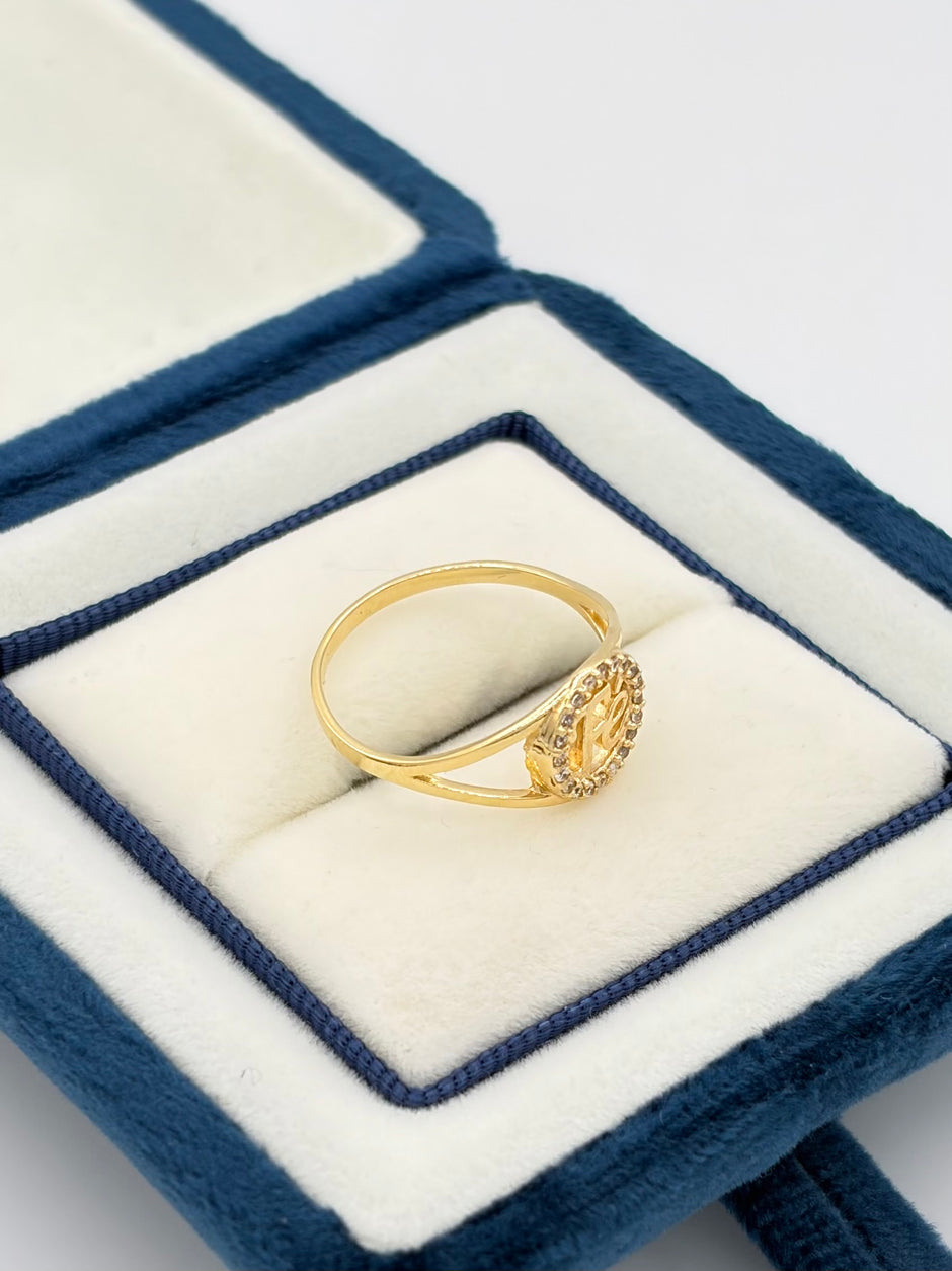 Anillo FE con circones  Oro amarillo 18k / Talla 7 / 2,01 Gr